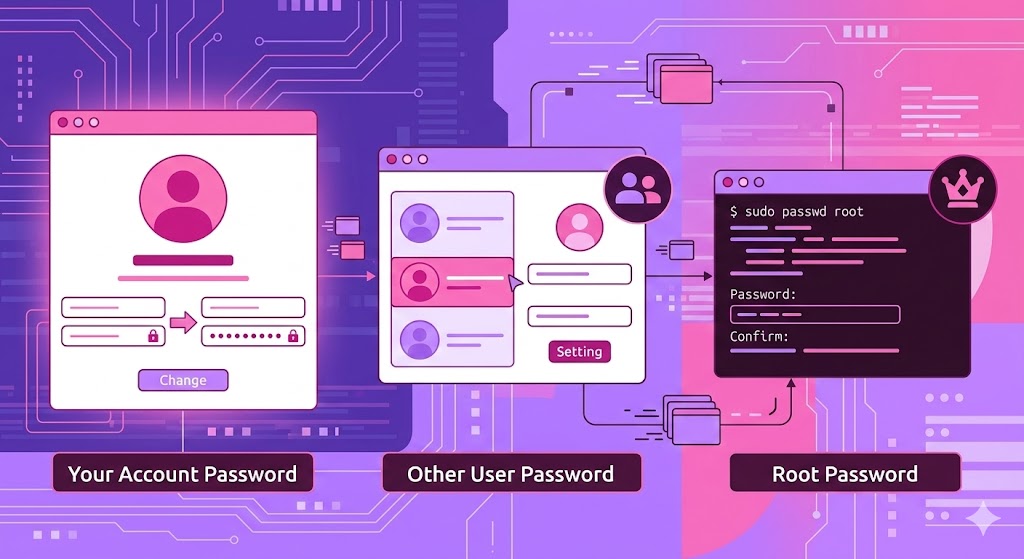 Как поменять пароль в Ubuntu: своей учётной записи, другого пользователя и root