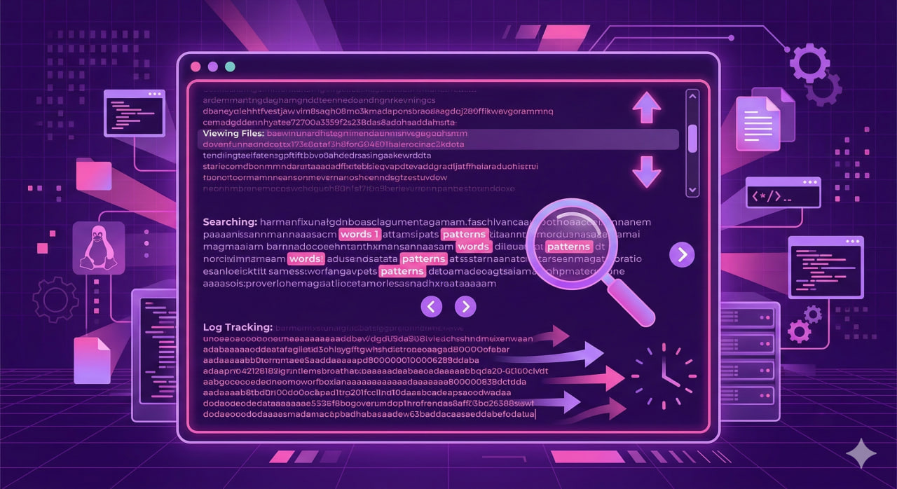 Команда less в Linux: просмотр файлов, поиск и слежение за логами