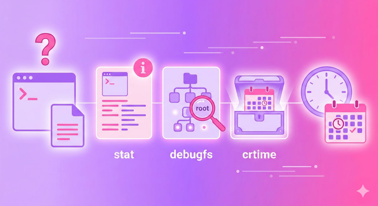 Как узнать дату создания файла в Linux: stat, debugfs и crtime