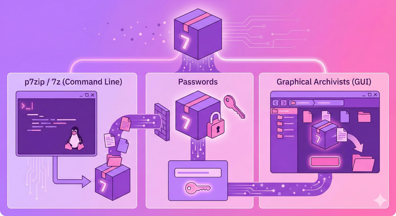 Как распаковать 7z в Linux: p7zip, 7z, пароли и графические архиваторы